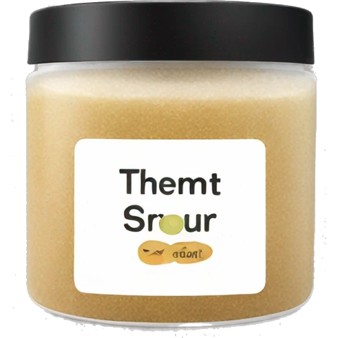 body scrub pot with label emoji