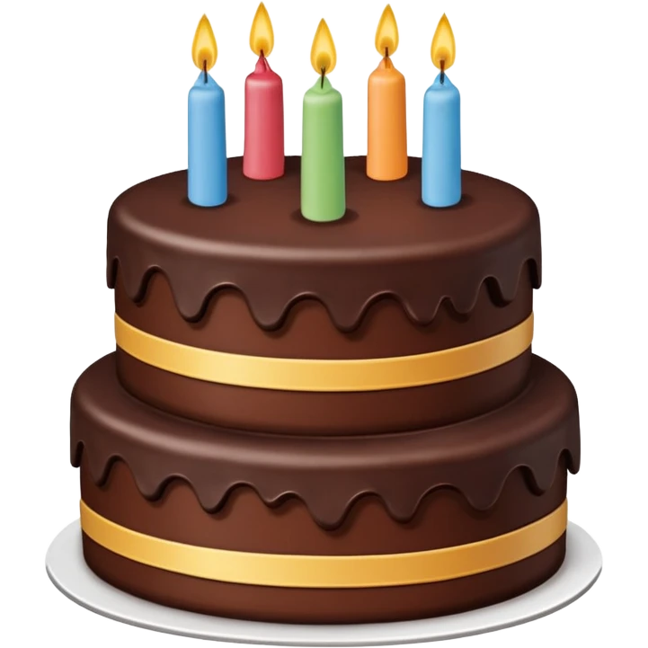 a big three-tiered chocolate birthday cake without candle emoji