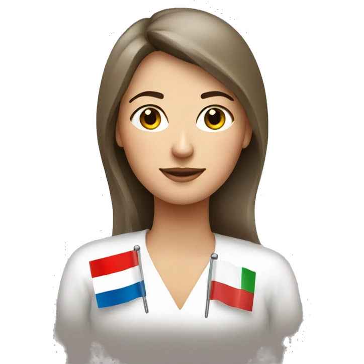 a woman with russian and italian flag emoji