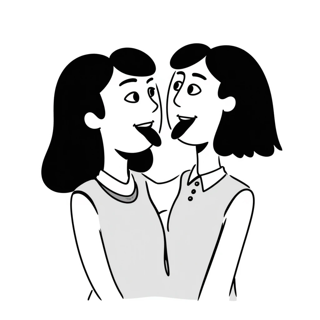 woman with two heads sticking out their tongues emoji