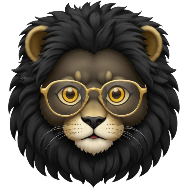 Black Lion with glasses on emoji