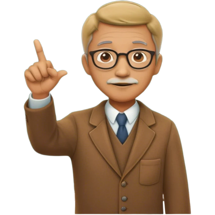 Professor pointing to something on Green chalk board emoji