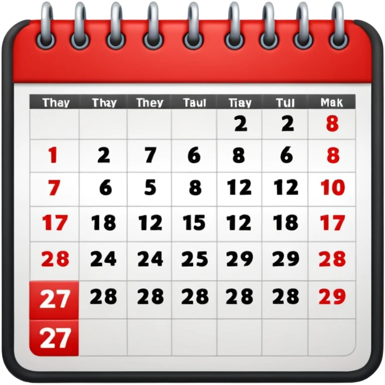 Calendar with 7 days per week emoji