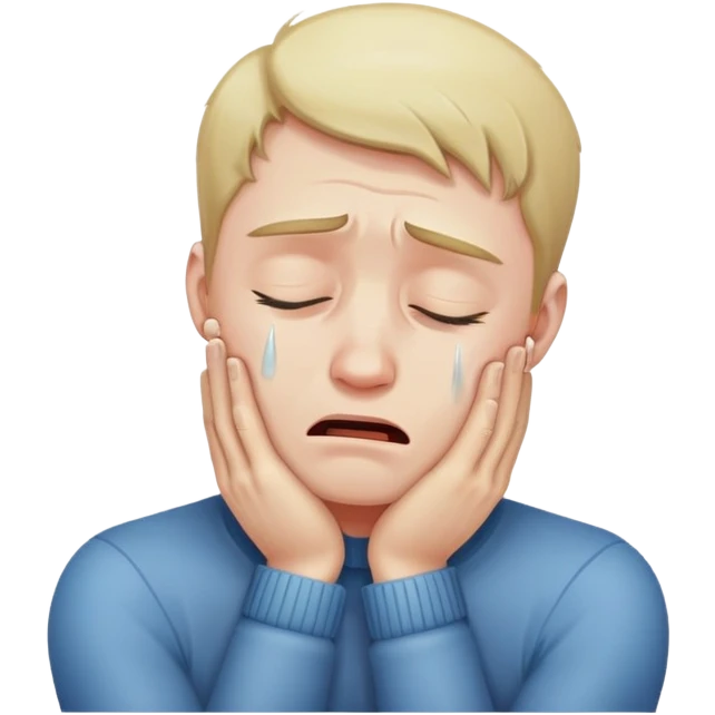 man with arms around neck crying emoji