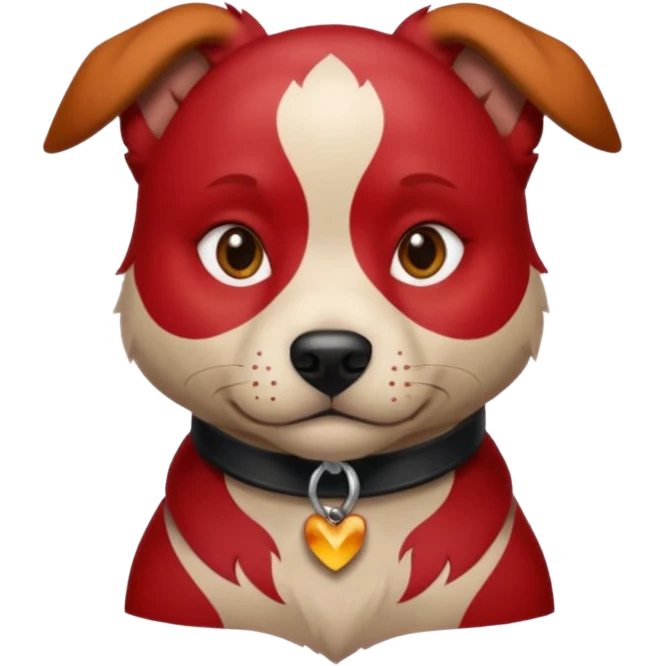 dog with tattoed face and red hair emoji