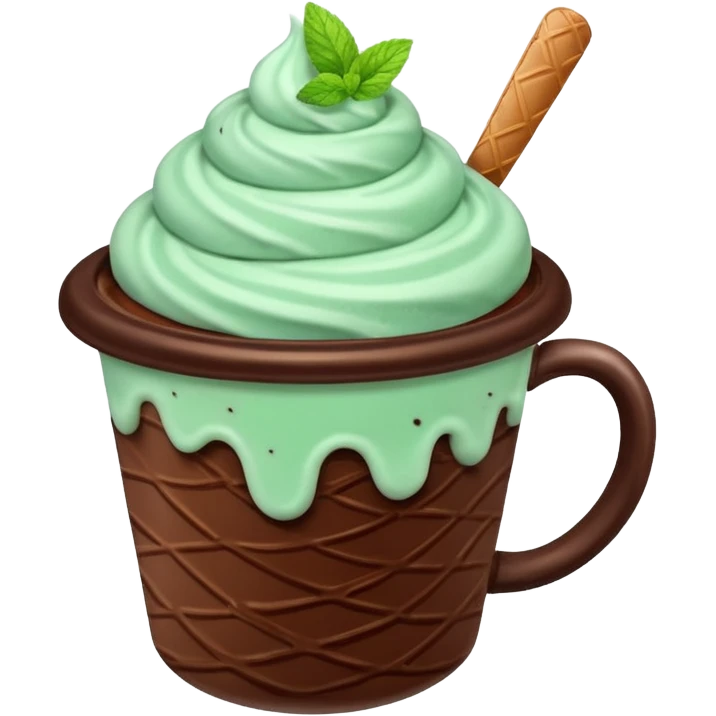 cup mint and chocolate ice cream emoji