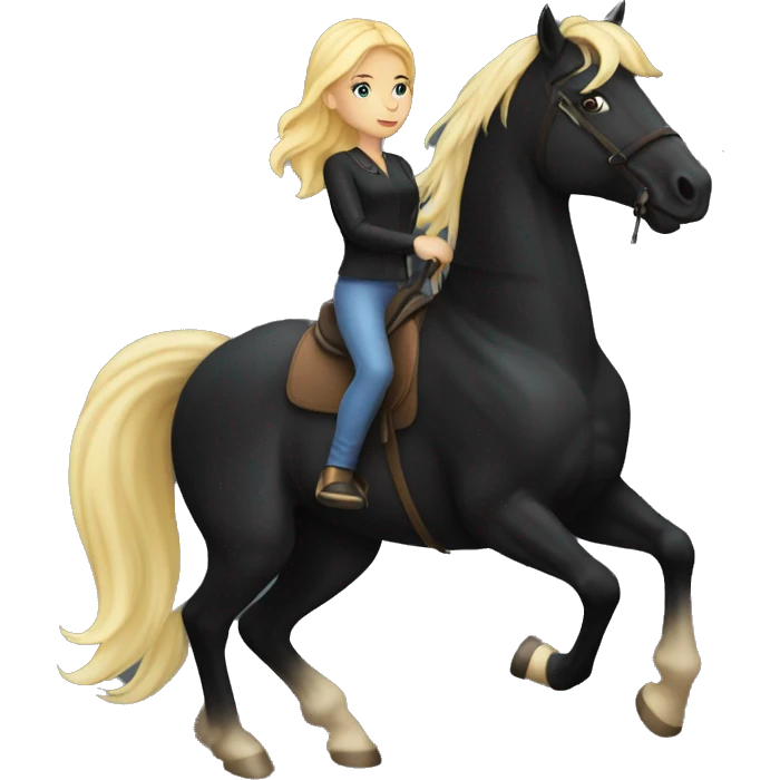 Blonde girl on a black horse emoji