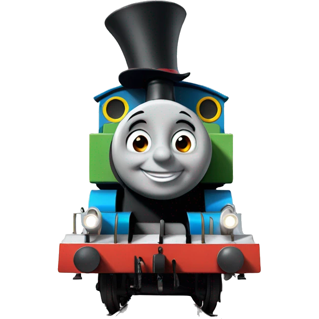 thomas the tank engine wearing a funny hat emoji