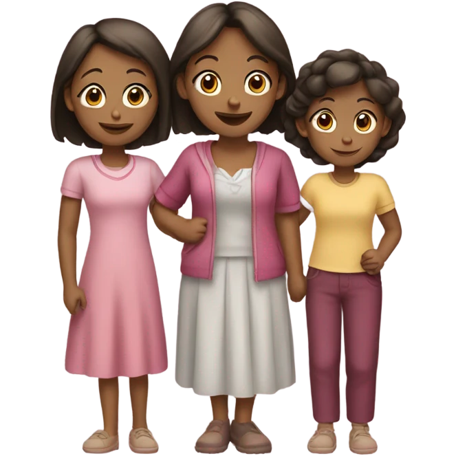 A family of three girls with mother and two daughters emoji