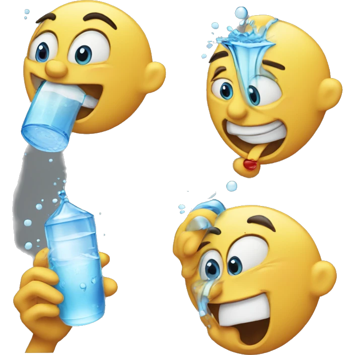 Chuckling and spitting up water at same time emoji