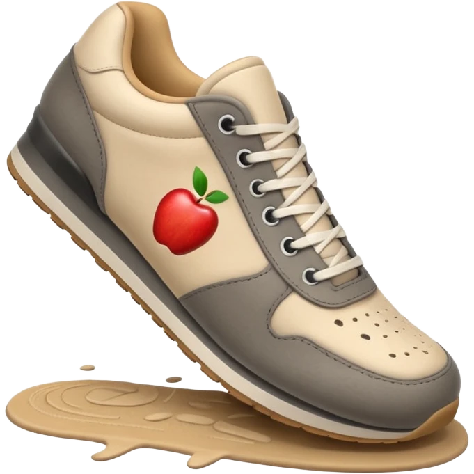 3D Apple-style emoji of a foot with a sneaker stepping on the ground, leaving a shoe print.






 emoji