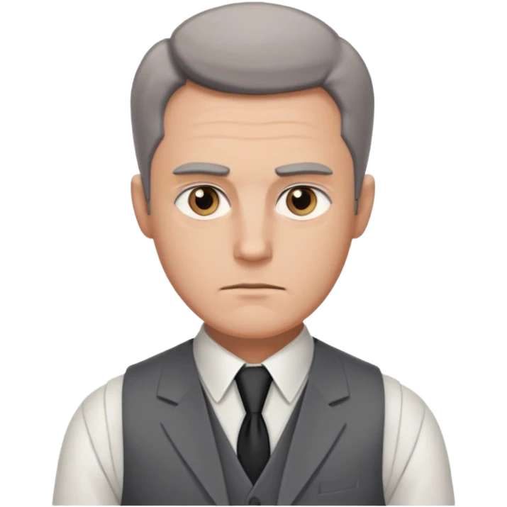 Adult man, wearing a formal vest, serious look
 emoji