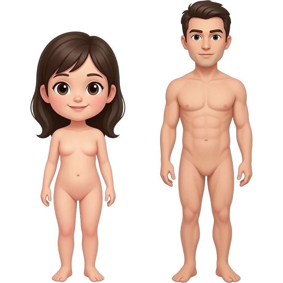 Naked girl The whole body and Naked man completely makes children emoji