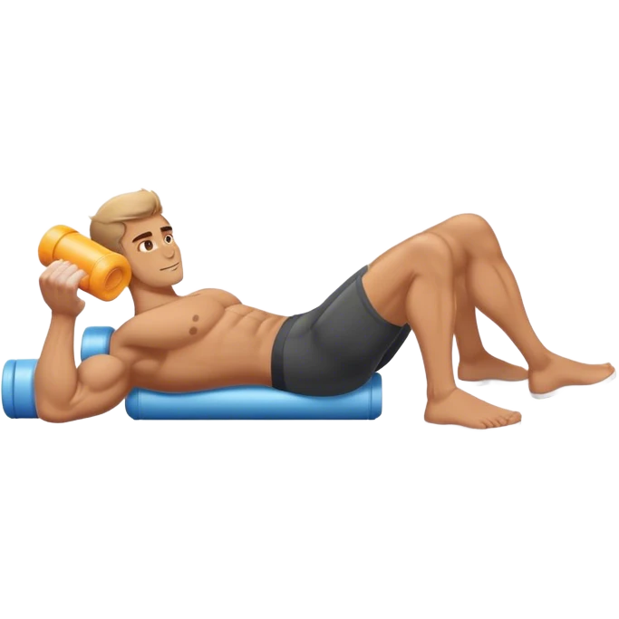 buff guy lying lats down on foam-roller emoji