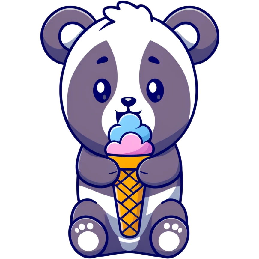 Panda eating ice cream emoji