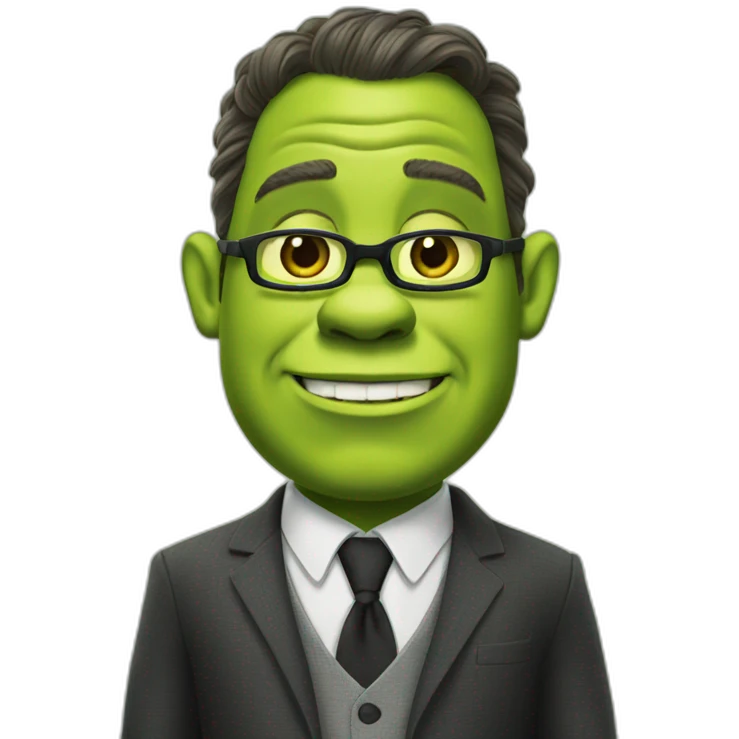 Shrek in a suit emoji