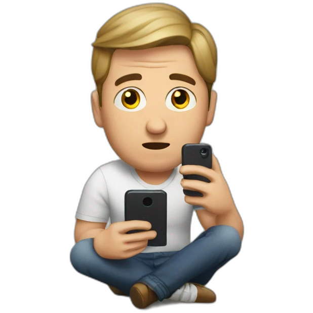 man completely distracted on his phone emoji