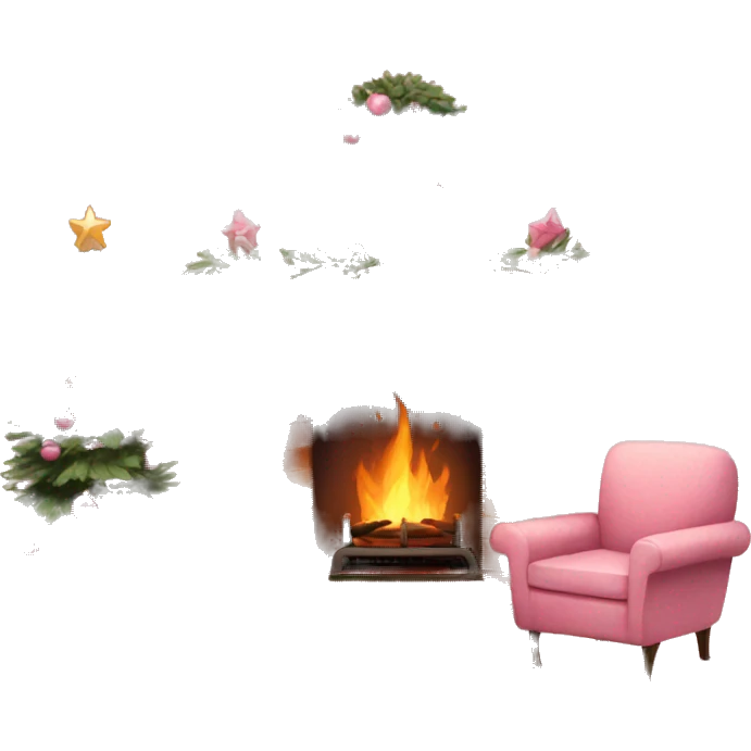 Christmas fireplace cute warm pink details  emoji