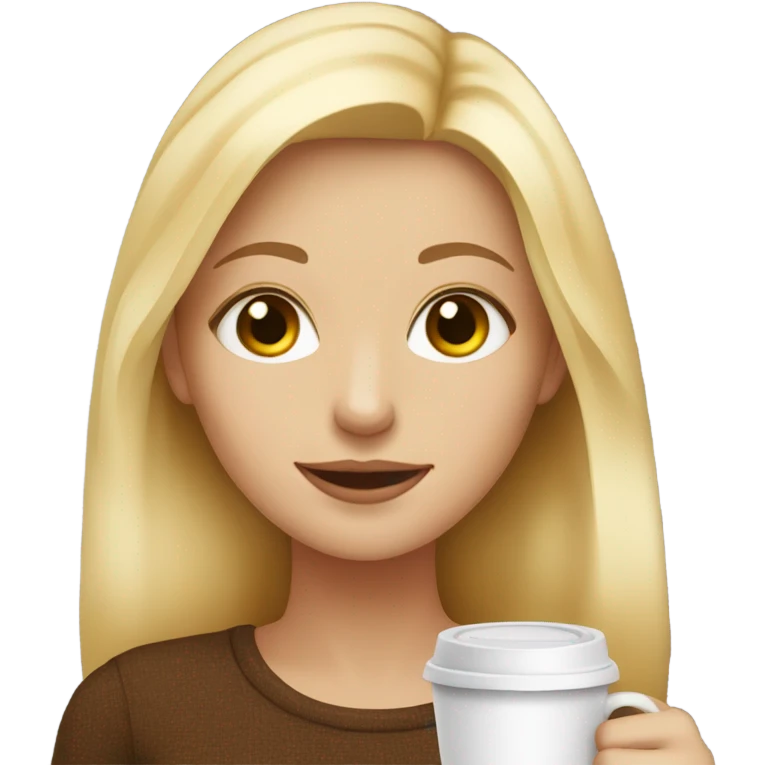 Blonde girl drinking coffee hazel eyes emoji