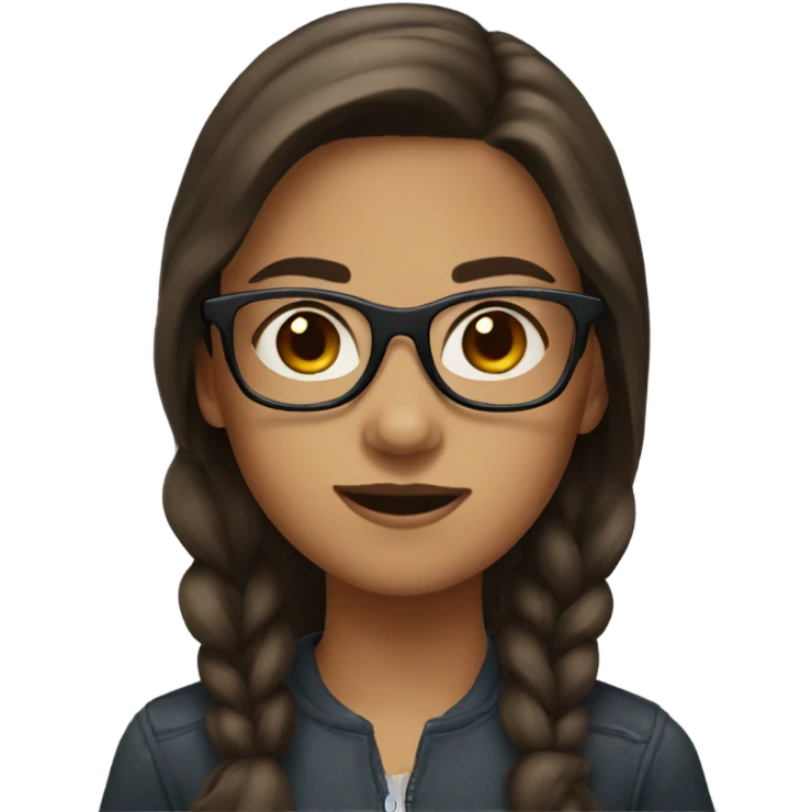 a girl with brown hair and black glasses emoji