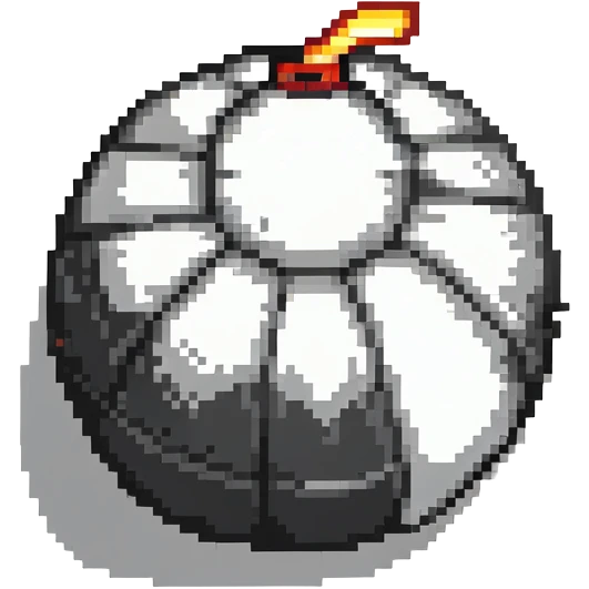 Classic round black bomb with lit fuse, white highlight, simple pixel art style emoji