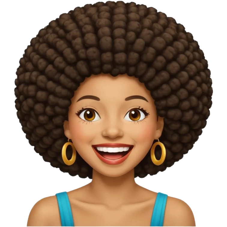 Black woman with an afro laughing  emoji