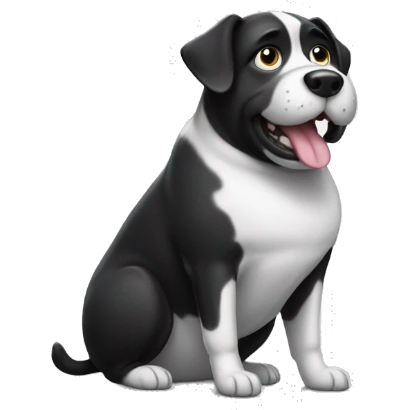 black and white fat dog emoji