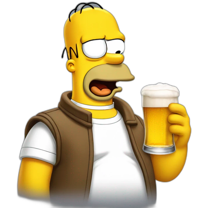 Homer Simpson drinking a beer emoji