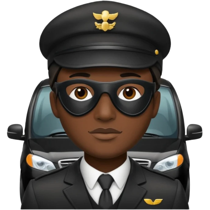 chauffeur with cap and black mask emoji