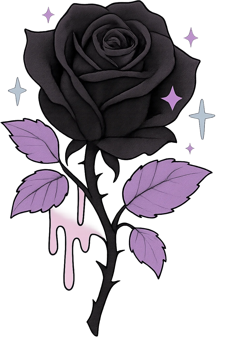 pastel goth black rose, remove background emoji