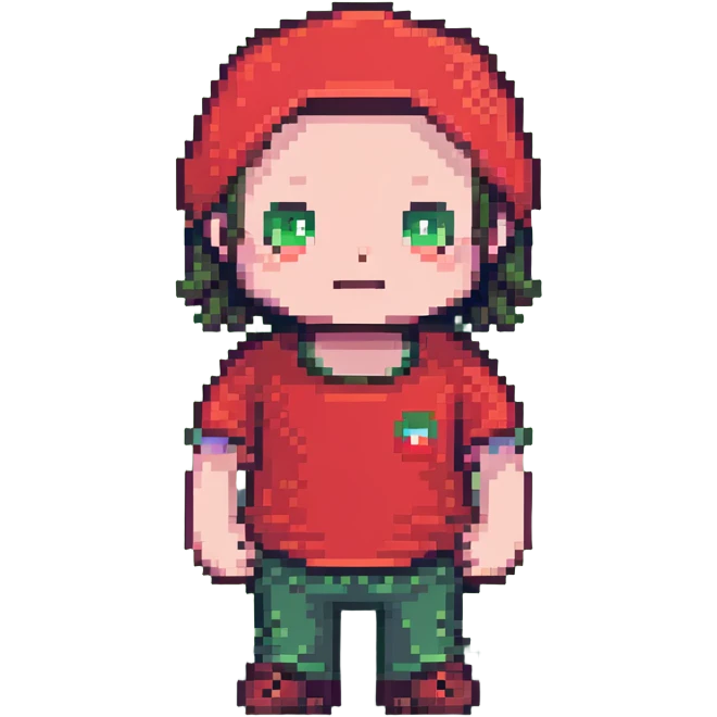 Meno character wearing a red t-shirt emoji