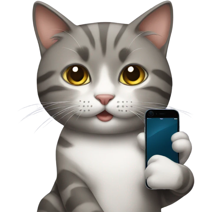 a cat holding an iphone emoji
