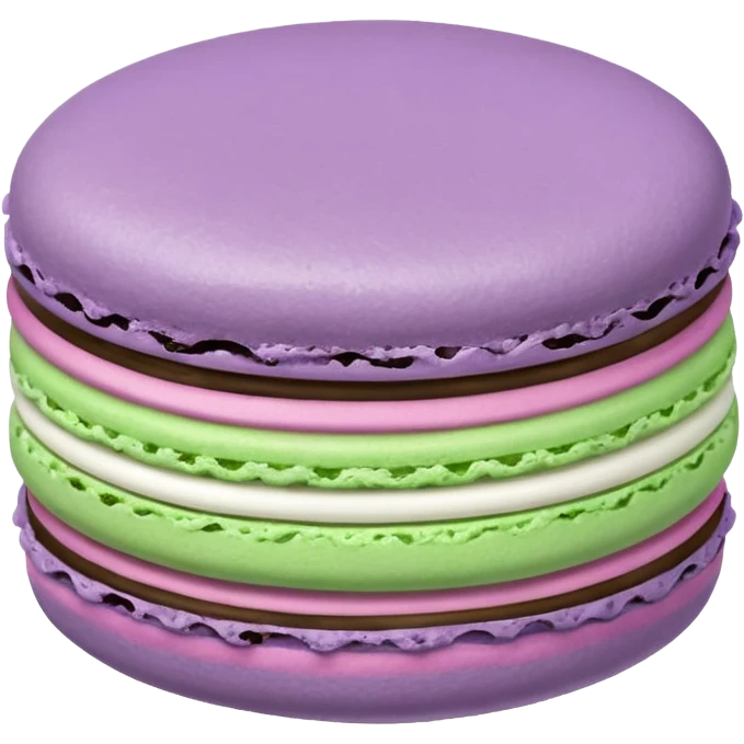 Realistic pastel purple macaroon with pastel green and pastel white fillings emoji