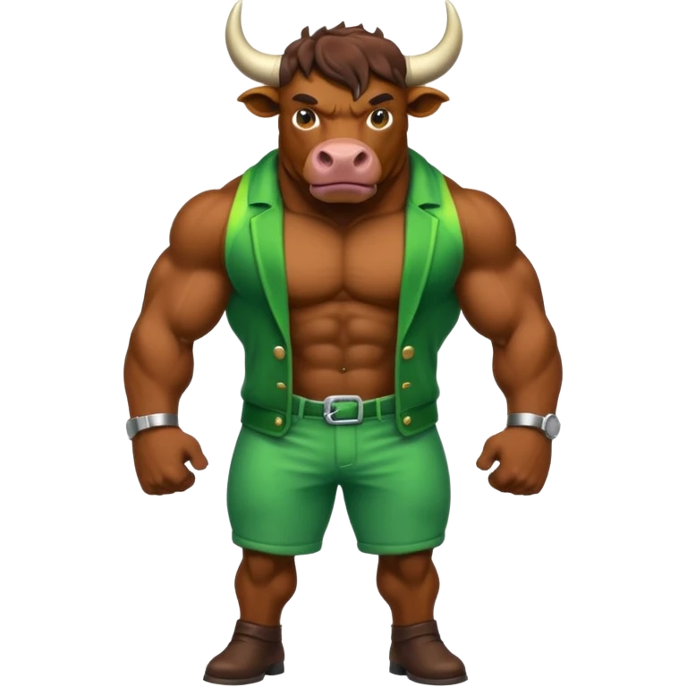 Green bull with clothes emoji