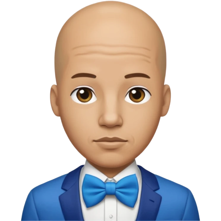Bald with blue bow tie, rapper emoji