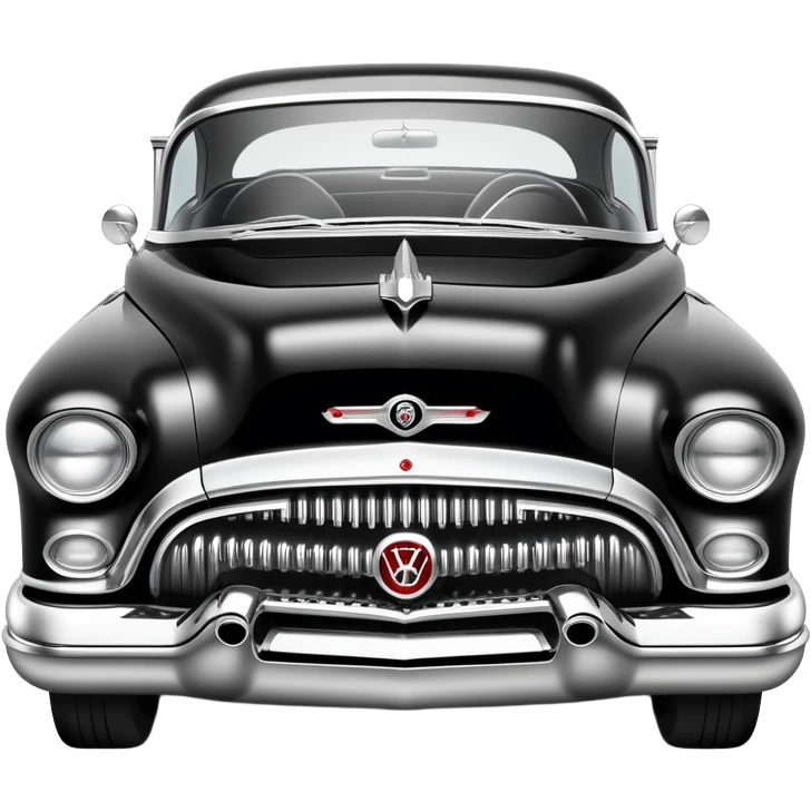 vintage hot rod, based on 1956 Buick Century, monochrome black and white emoji