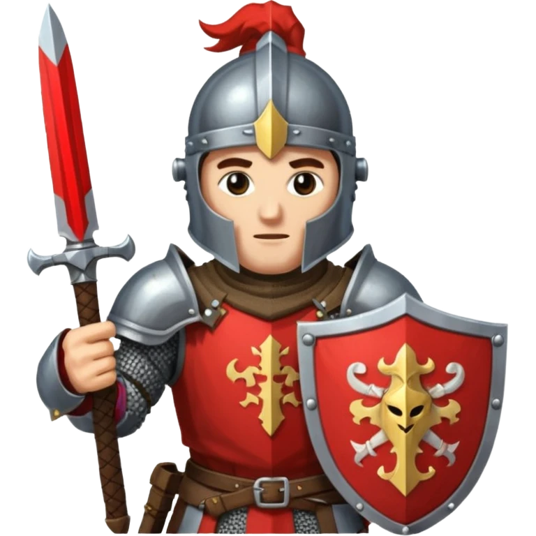 give me medieval knight with a helm, and he has a gauntlet holding a sword. style can be a bit pixelated /8bit emoji