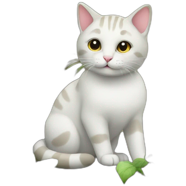 cat is working in the garden emoji