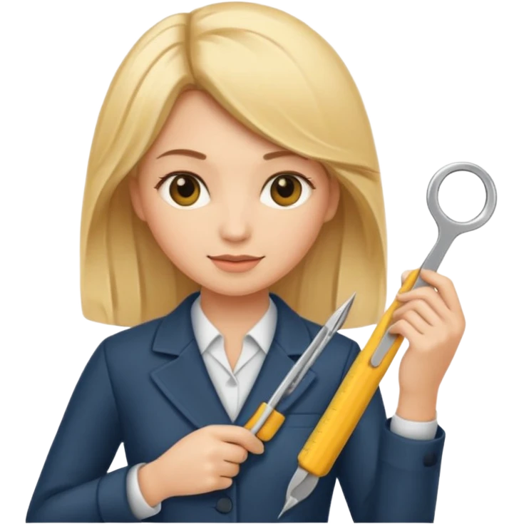 tailor woman holding measure blonde hair emoji