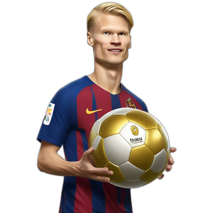 Erling Haaland qui soulève un ballon d’or emoji