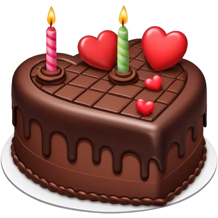 Gateau d'anniversaire au chocolat en forme de cœur emoji