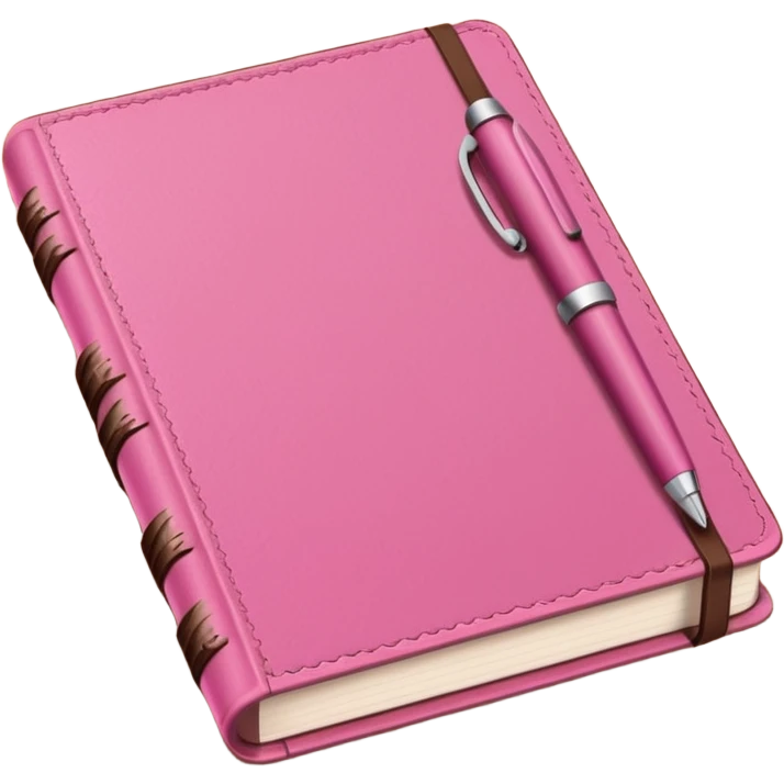 pink and brown diary and pen emoji