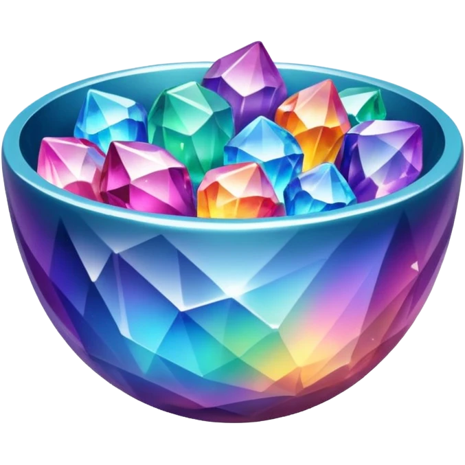a bowl of colorful blinged crystal emoji