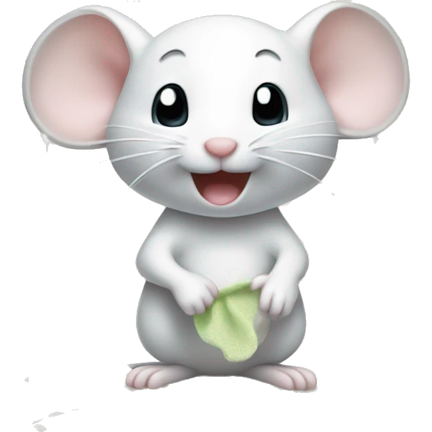 Cute white mouse cleaning himself in a shower emoji