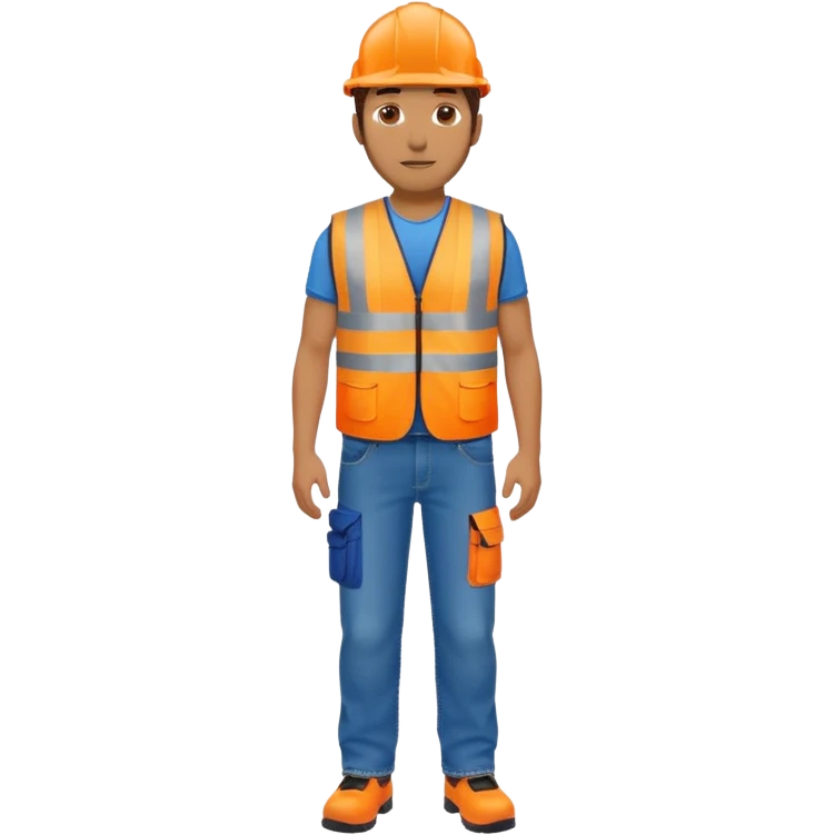 man in orange hi vis vest and jeans, standing full body emoji