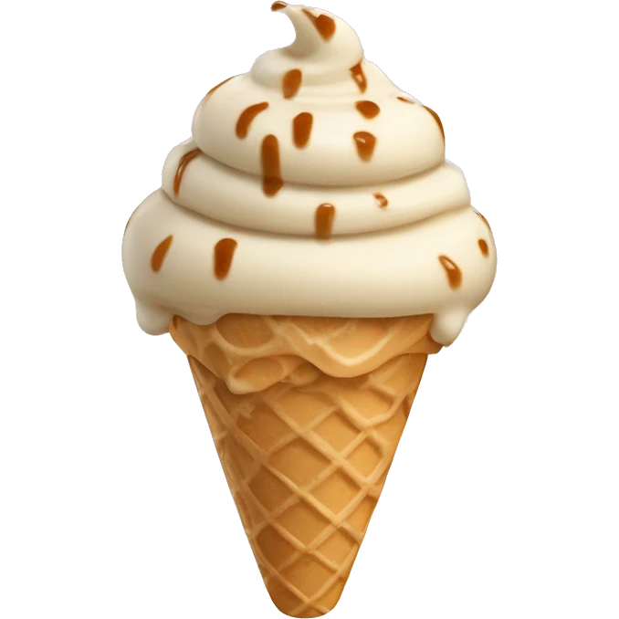 stracciatella ice cream caramel color on a beige ice cream cone emoji