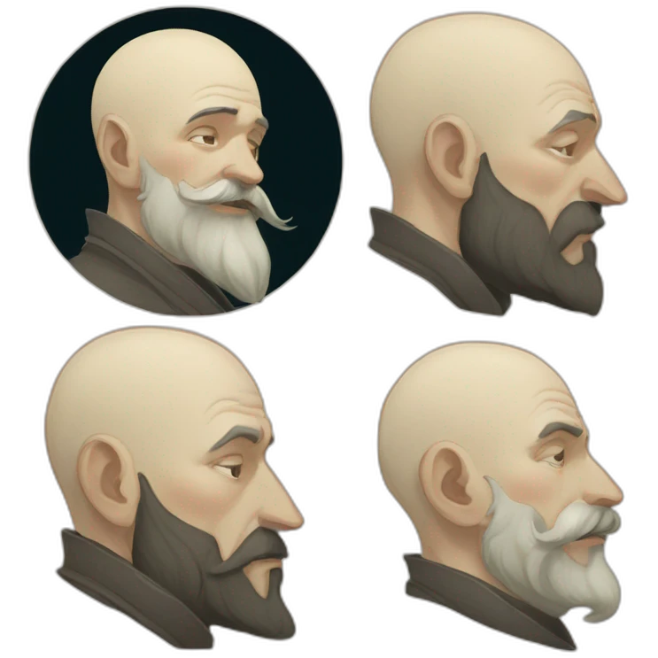 Bald nan with beard alphonse mucha emoji