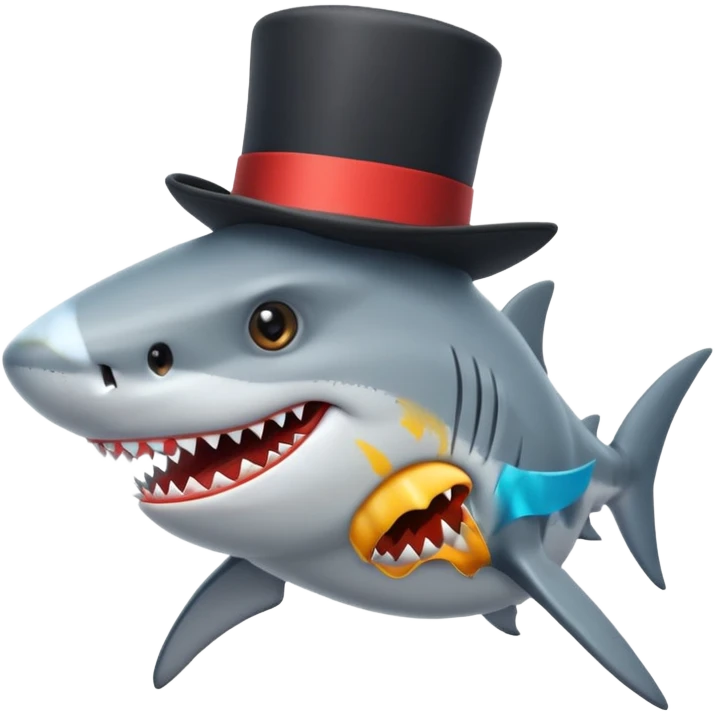 Shark with a top hat emoji