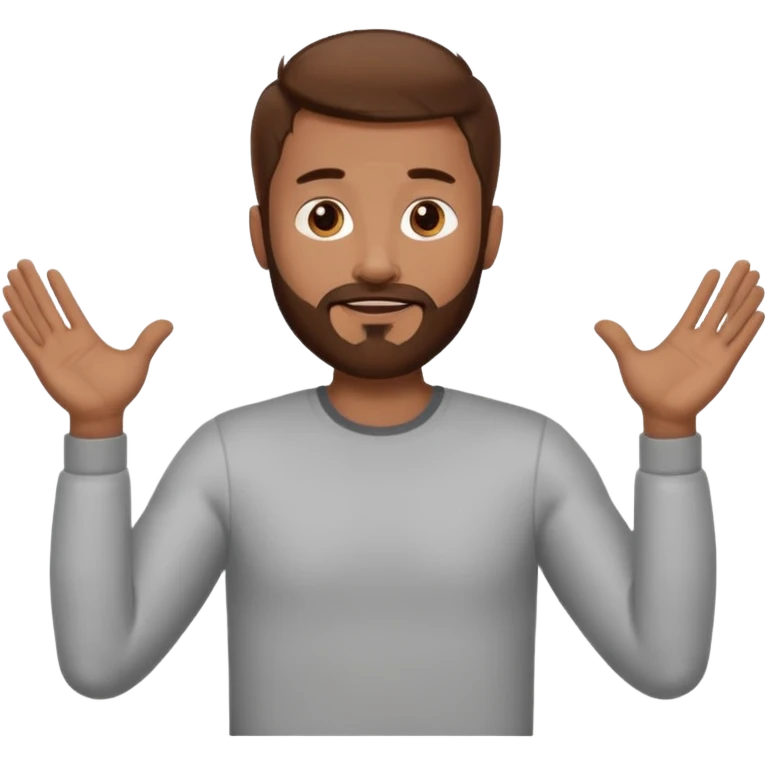 A man with brown hair and beard with his arms open waiting for a hug emoji