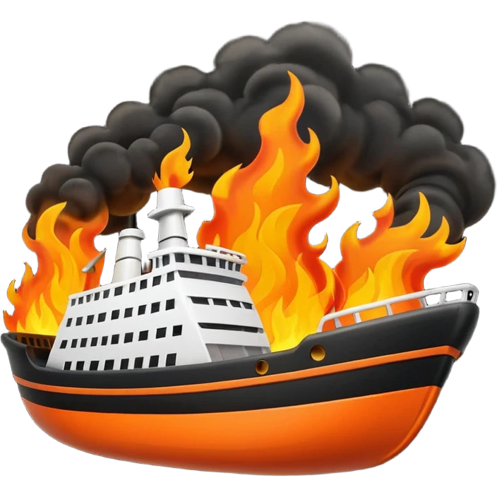 un barco en llamas emoji